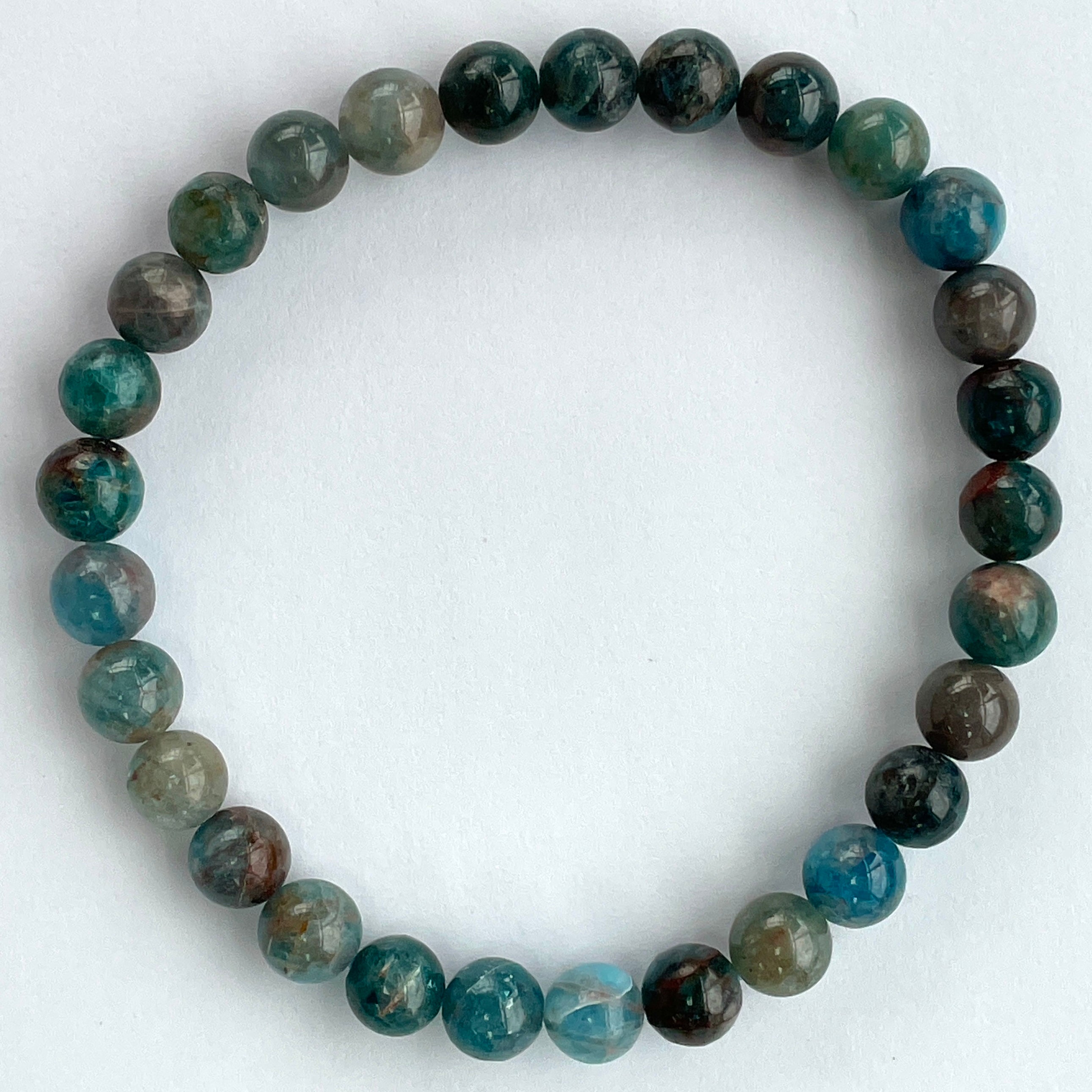 Blue Apatite Beads Bracelet 6mm Blue Apatite Beads Bracelet 6mm